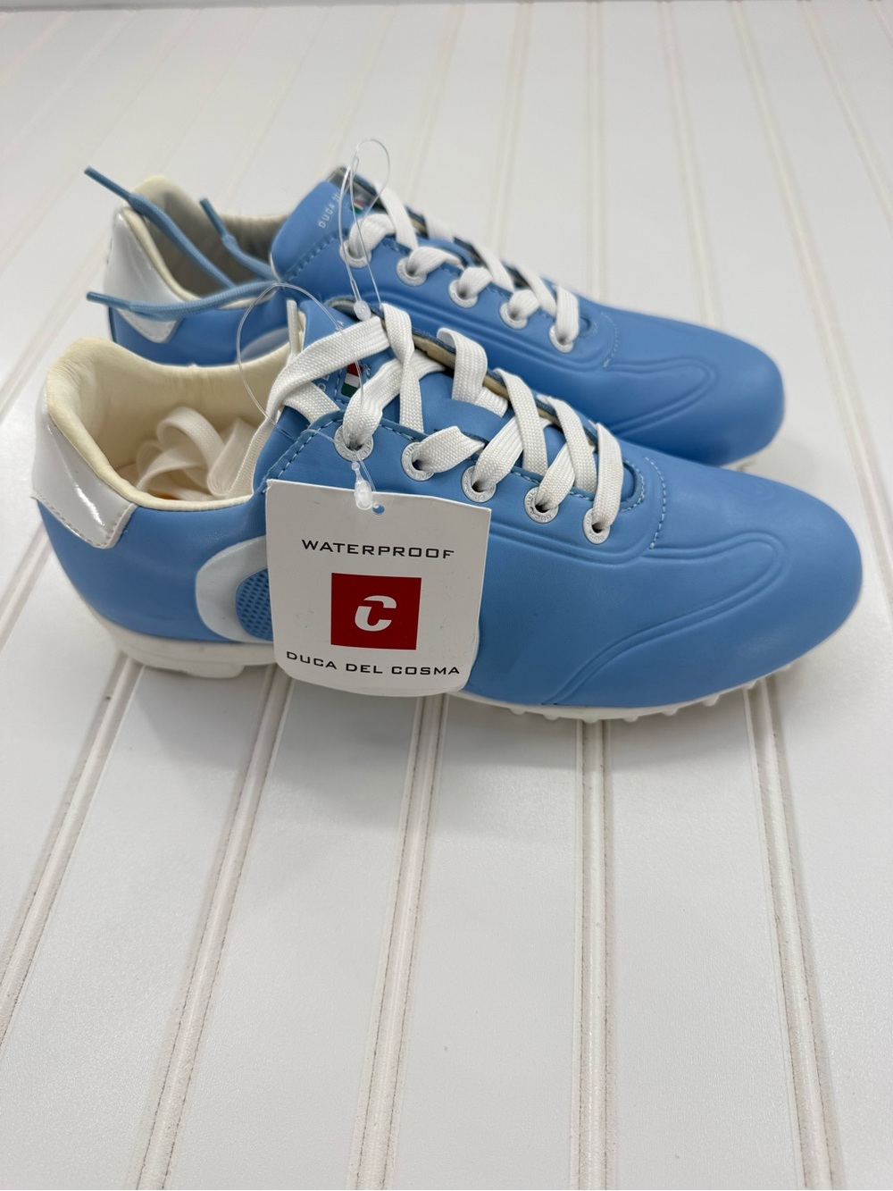 NWT DUCA DEL COSMA Queenscup Women's Spikeless Golf Shoes Baby Blue White Size 7 - Picture 4 of 15
